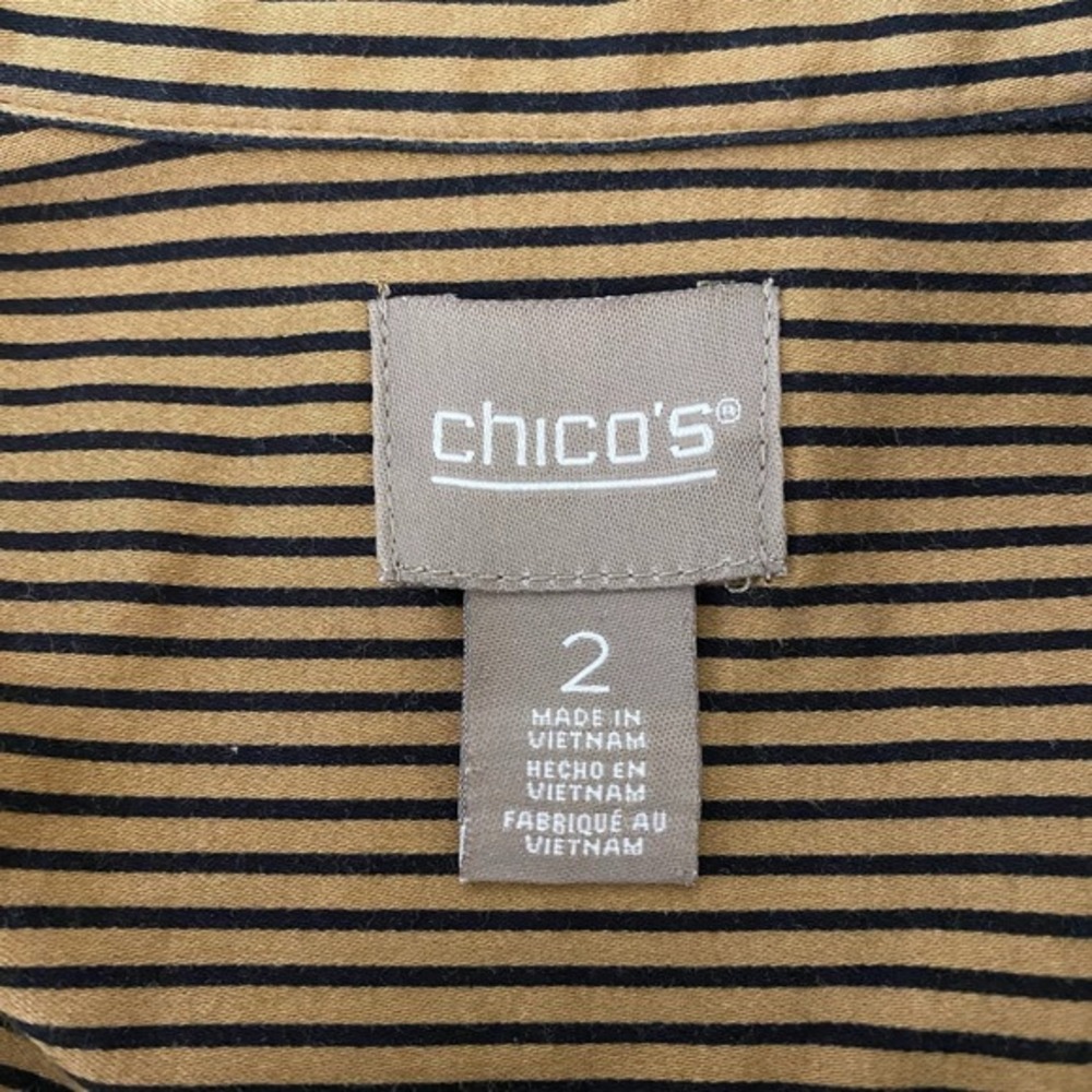 Chicos Button Up Shirt Womens 2/L Striped Long Sleeve Preppy Work Chic Academia - Picture 4 of 9